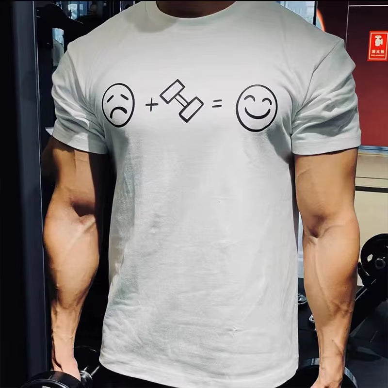 Gym Fitness Men T-Shirts Funny Graphic Print Oversized Summer 100% Cotton Tee Big Size Short Sleeve Women T Shirt Free Shipping