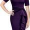 Women'S 50S Vintage Ruffle Peplum Cocktail Pencil Knee Dress