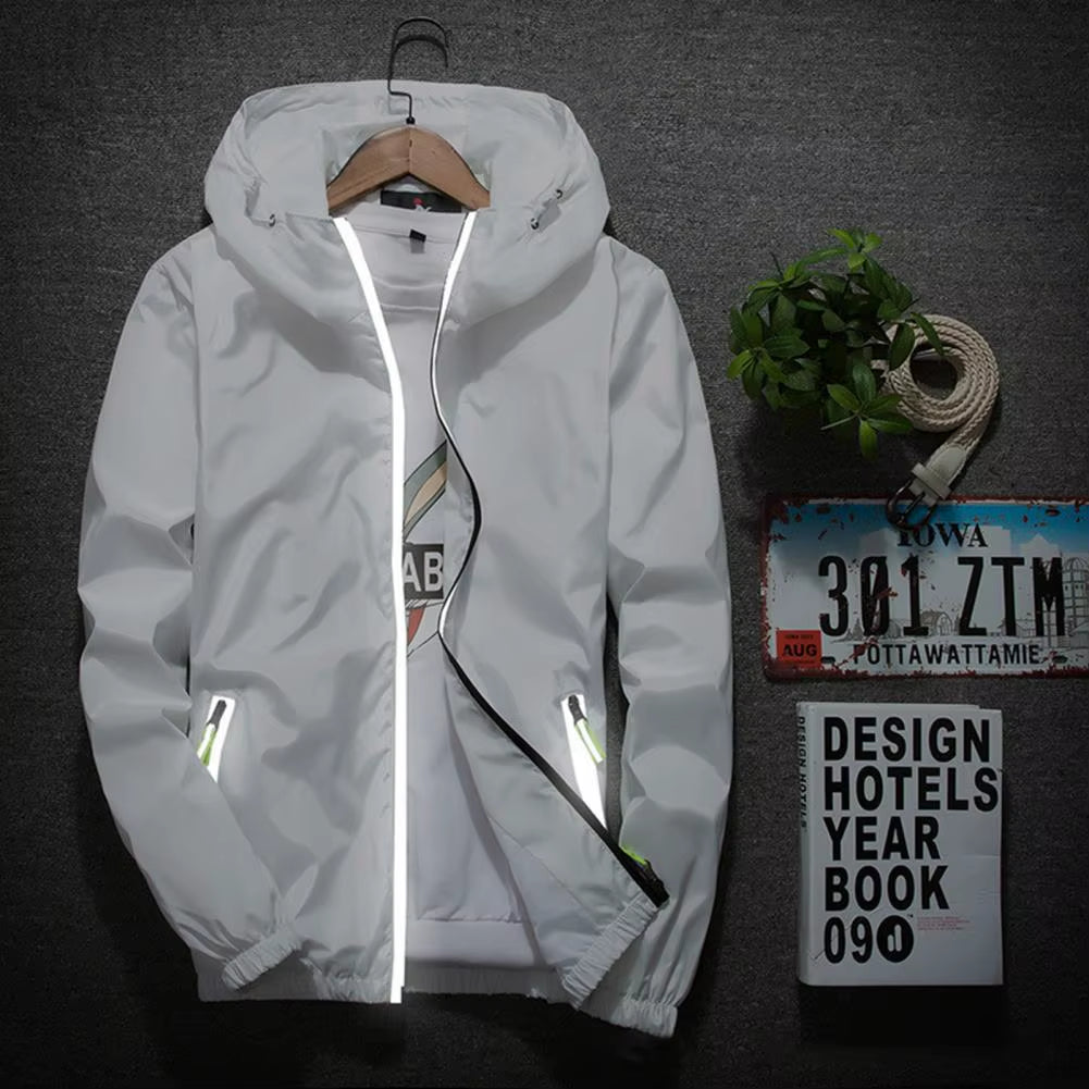 Men Windbreaker Solid Color Sporty Streetwear Zipper Quick Dry Jacket Men Coat for Daily Wear