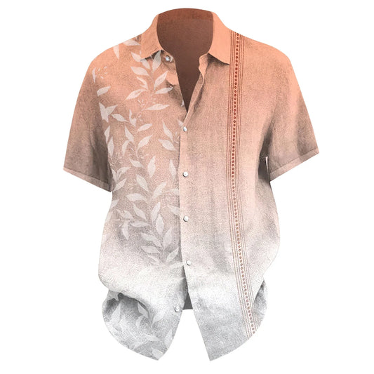 Men'S Cotton Linen Short Sleeve Shirts Casual Lightweight Button up Shirts Vacation Beach Summer Tops with Pocket Rose Gold,3Xl