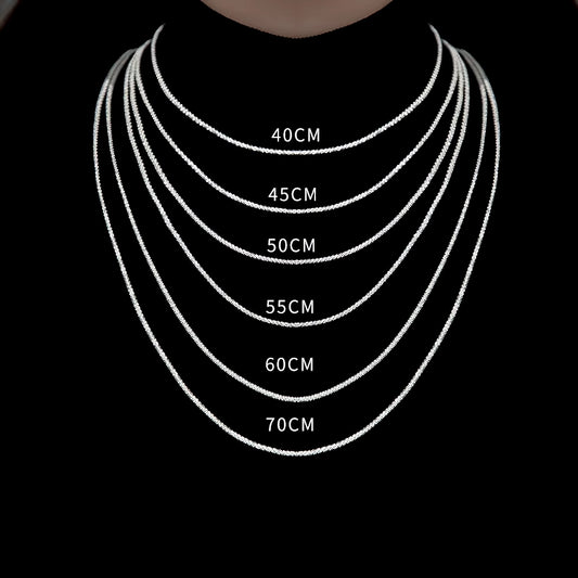 40Cm 45Cm 50Cm 55Cm 60Cm 70Cm 80Cm Female Necklace for Women on Neck Silver 925 Chain Necklaces Women Girl Fashion Jewelry Bling